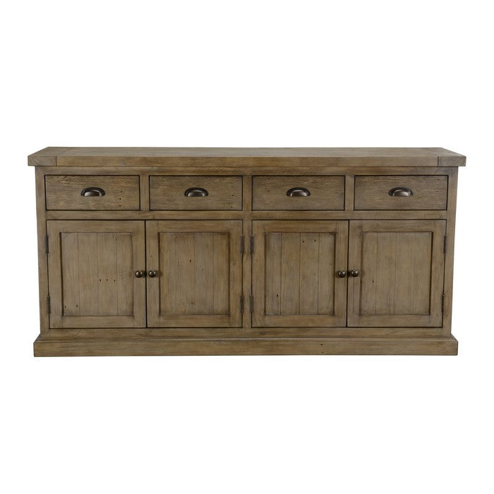 4 Drawer Transitional Wooden Sideboard with Cabinet Storage, Brown