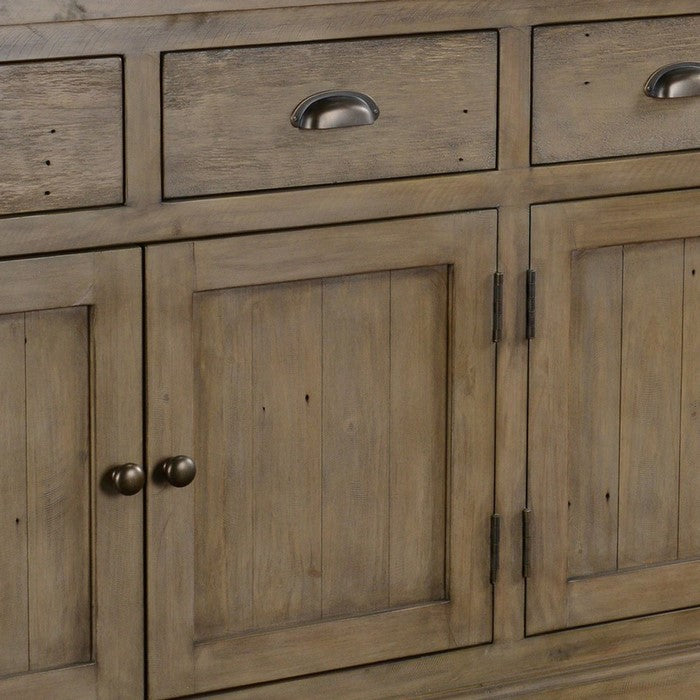 4 Drawer Transitional Wooden Sideboard with Cabinet Storage, Brown