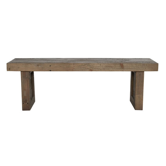 55 Inch Plank Style Wooden Bench, Rustic Brown