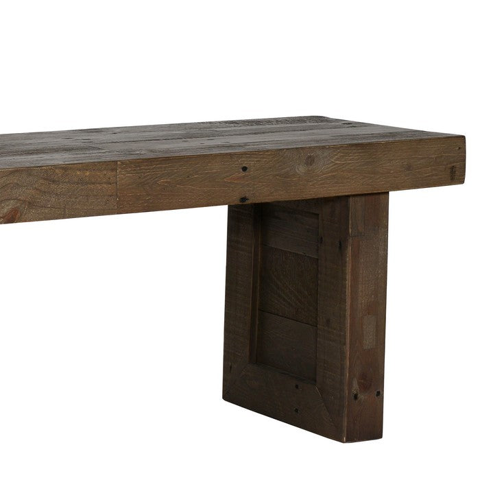 55 Inch Plank Style Wooden Bench, Rustic Brown