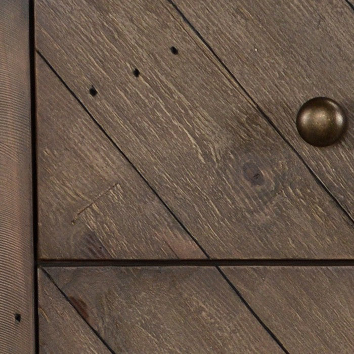 5 Drawer Dresser with Herringbone Pattern and Chamfered Legs, Rustic Brown