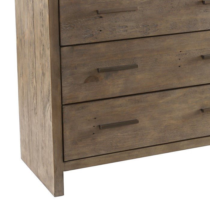 5 Drawer Dresser with Plank Design and Bar Handles, Brown