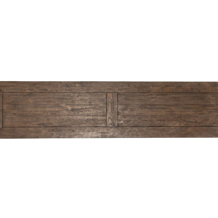 66 Inch Plank Top Wooden Bench with Pedestal Base, Brown