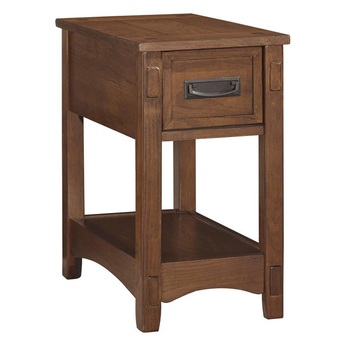 1 Drawer Chair Side End Table with Open Bottom Shelf, Brown