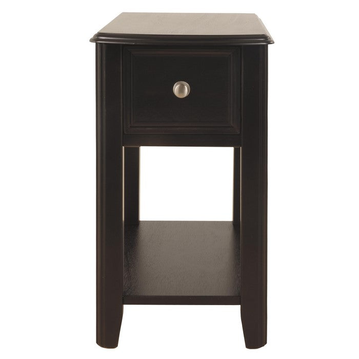 1 Drawer Chair Side End Table with Open Bottom Shelf, Dark Brown