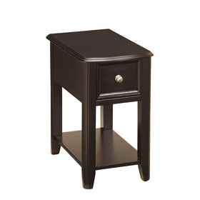 1 Drawer Chair Side End Table with Open Bottom Shelf, Dark Brown