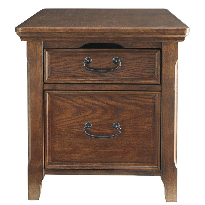 1 Drawer Wooden Media End Table with Sliding Top and Power Hub, Brown