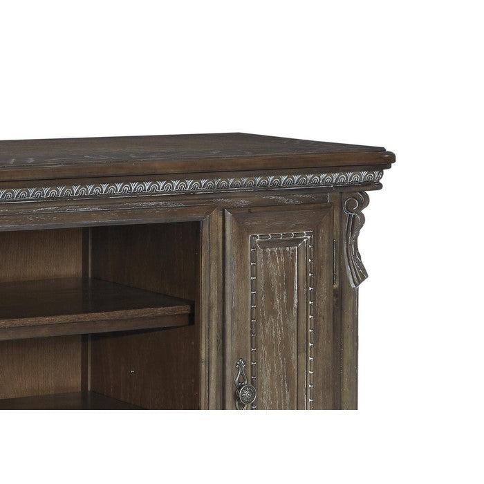 2 Door Traditional Wooden TV Stand with Adjustable Shelves, Large, Brown