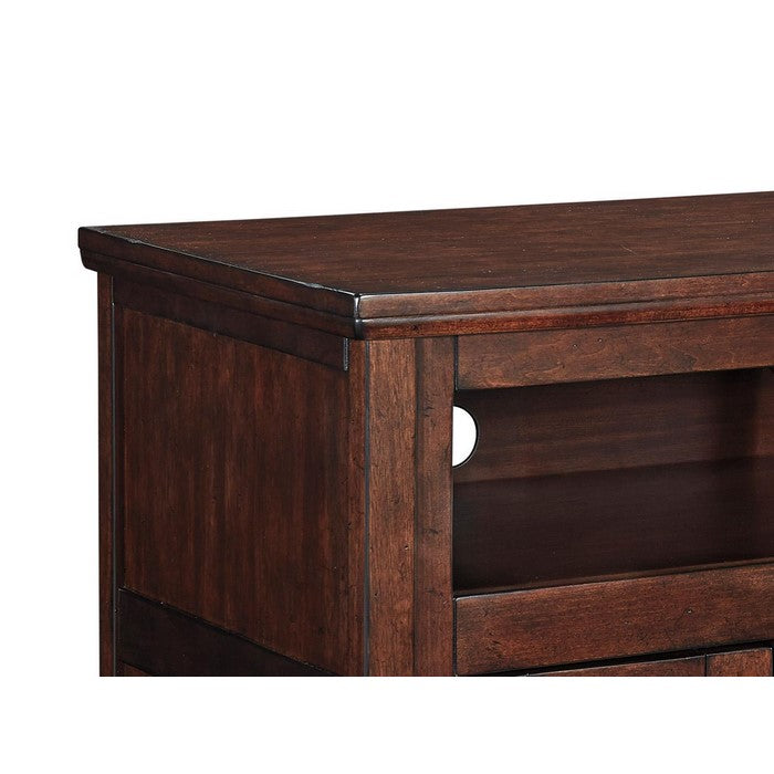 2 Door Wooden TV Stand with 2 Cabinets and Adjustable Shelf, Medium, Brown