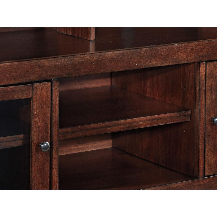 2 Door Wooden TV Stand with 2 Cabinets and Adjustable Shelf, Medium, Brown