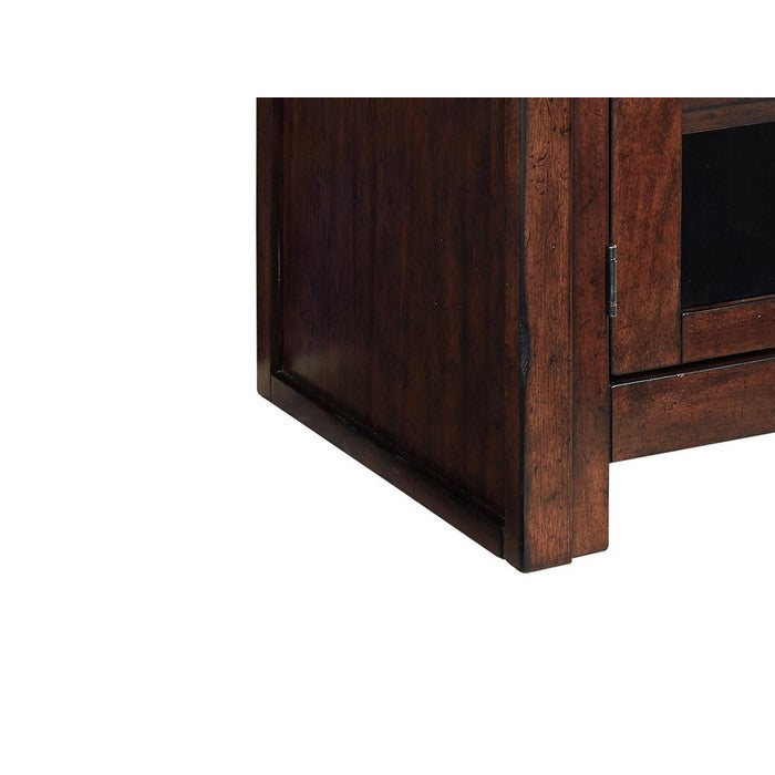 2 Door Wooden TV Stand with 2 Cabinets and Adjustable Shelf, Medium, Brown