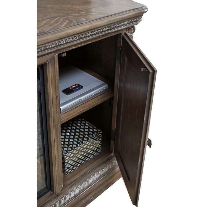 2 Door Wooden TV Stand with Adjustable Shelves, Extra Large, Brown
