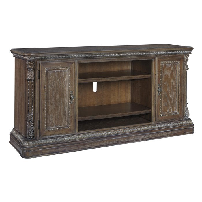 2 Door Wooden TV Stand with Adjustable Shelves, Extra Large, Brown