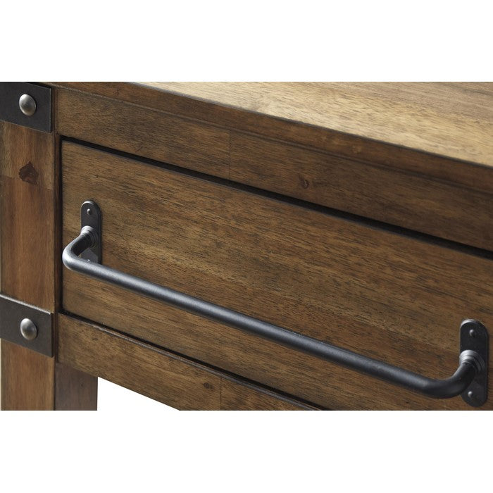 2 Drawer and 1 Door Accent Cabinet with 2 Open Compartments, Brown