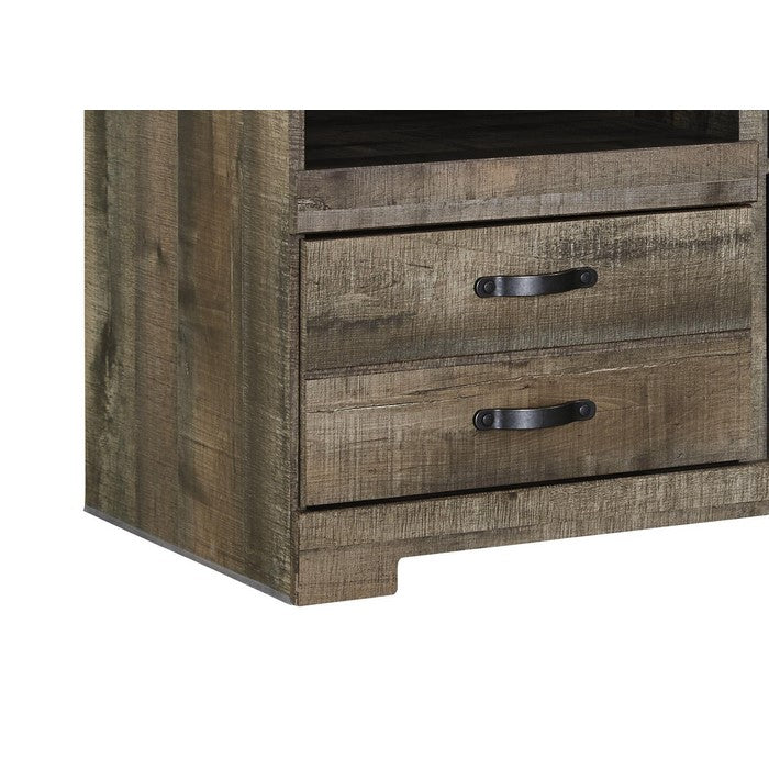 2 Drawer TV Stand with 2 Compartments and Adjustable Shelf, Large, Brown
