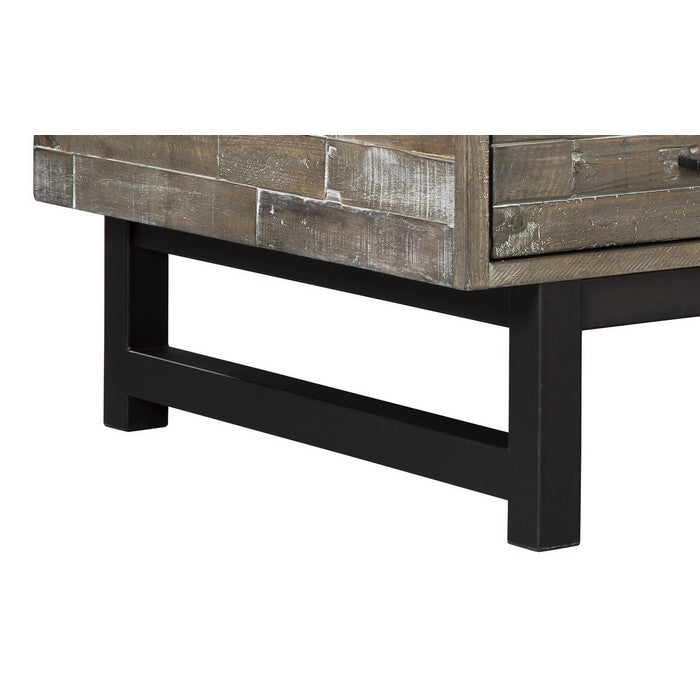 2 Drawer Wooden Lift Top Cocktail Table with Block Legs, Brown and Black