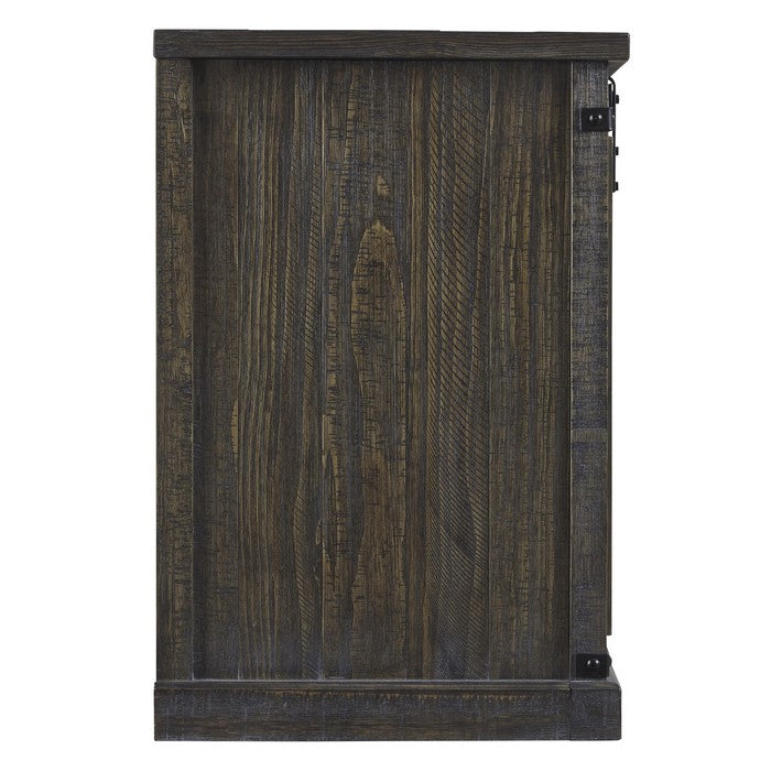 70 Inch Wooden TV Stand with 2 Barn Sliding Doors and 6 Shelves, Brown