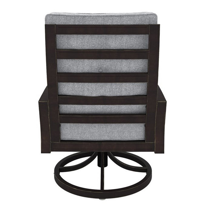 Aluminum Swivel Lounge Chair with Padded Seat, Gray and Brown
