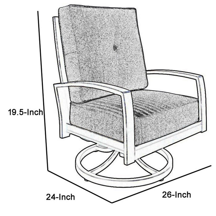 Aluminum Swivel Lounge Chair with Padded Seat, Gray and Brown