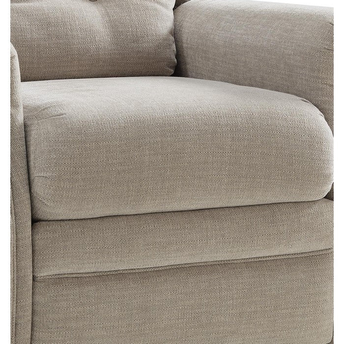 Button Tufted Wooden Recliner with Gliding Mechanism, Gray