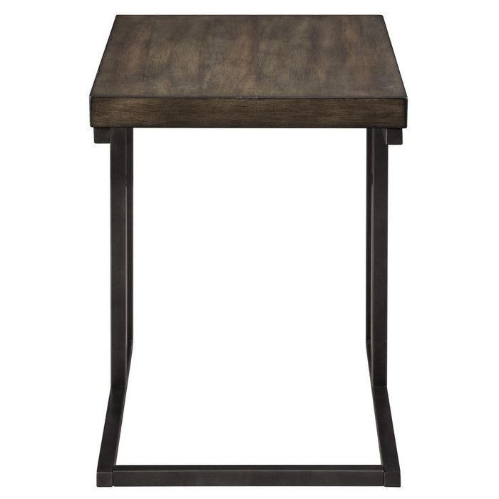 Cantilever Design Wooden Top Chair Side End Table, Brown and Black