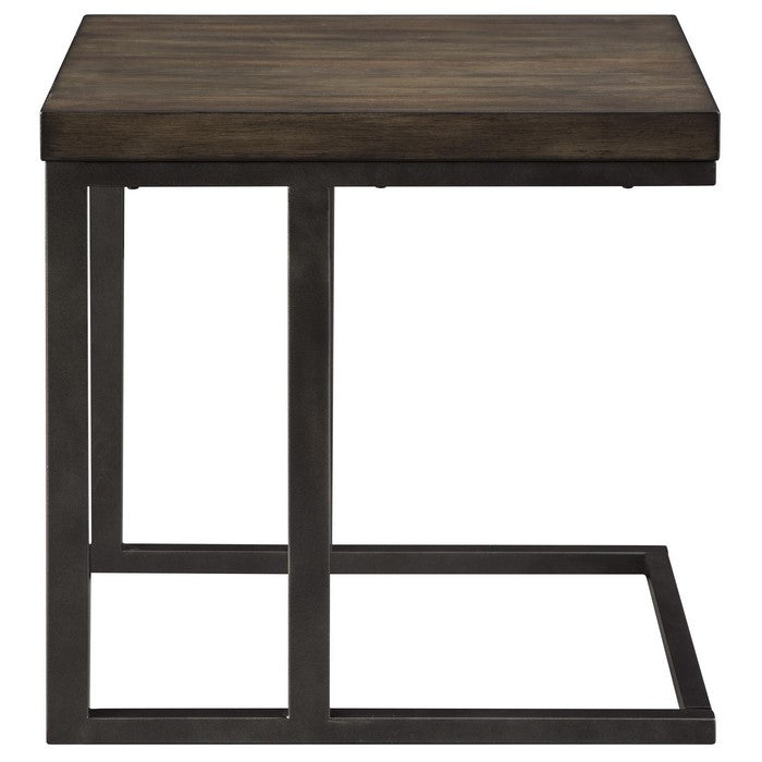 Cantilever Design Wooden Top Chair Side End Table, Brown and Black