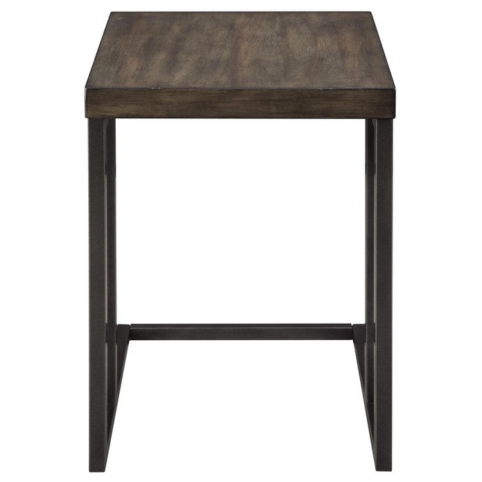 Cantilever Design Wooden Top Chair Side End Table, Brown and Black