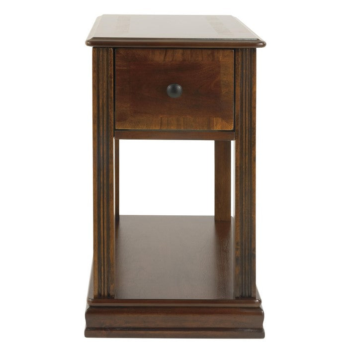 Chair Side End Table with 1 Drawer and Open Bottom Shelf, Brown