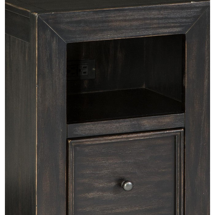 Chair Side End Table with Lift Top Storage and Open Cubby, Black