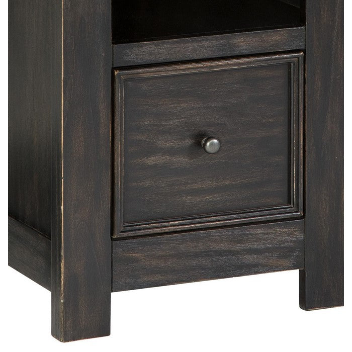 Chair Side End Table with Lift Top Storage and Open Cubby, Black
