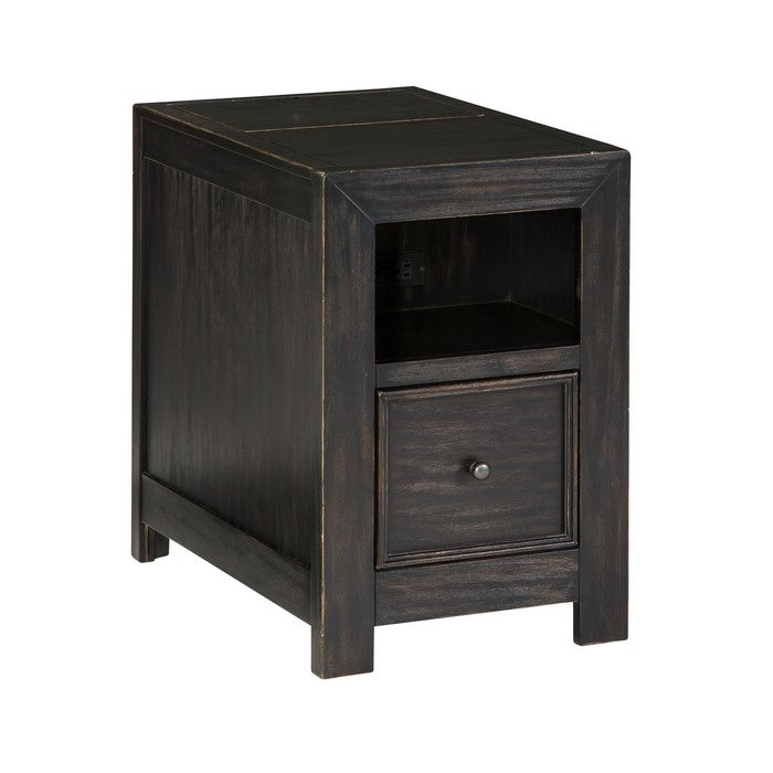 Chair Side End Table with Lift Top Storage and Open Cubby, Black