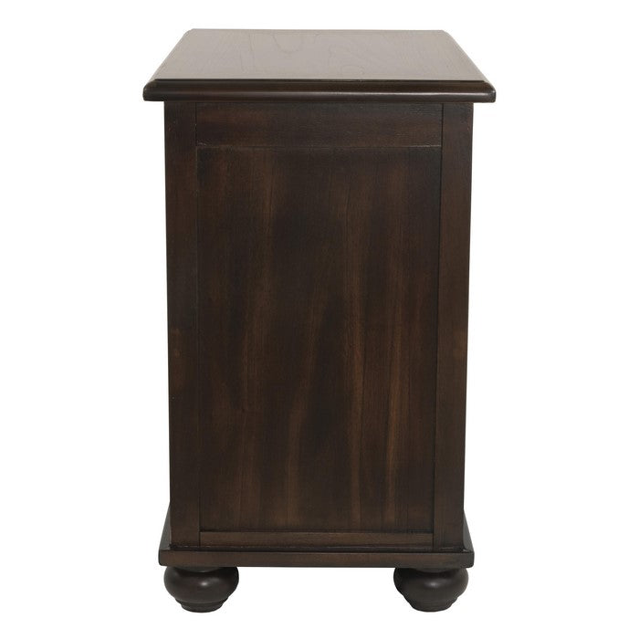 Chair Side End Table with Open Compartment and Power Strip, Brown