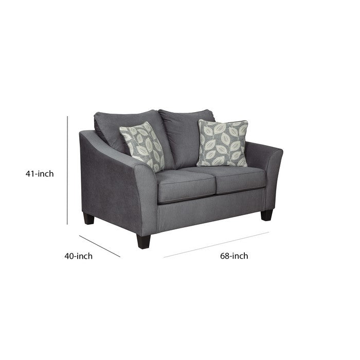 Contemporary Fabric Upholstered Loveseat with Flared Armrests, Gray