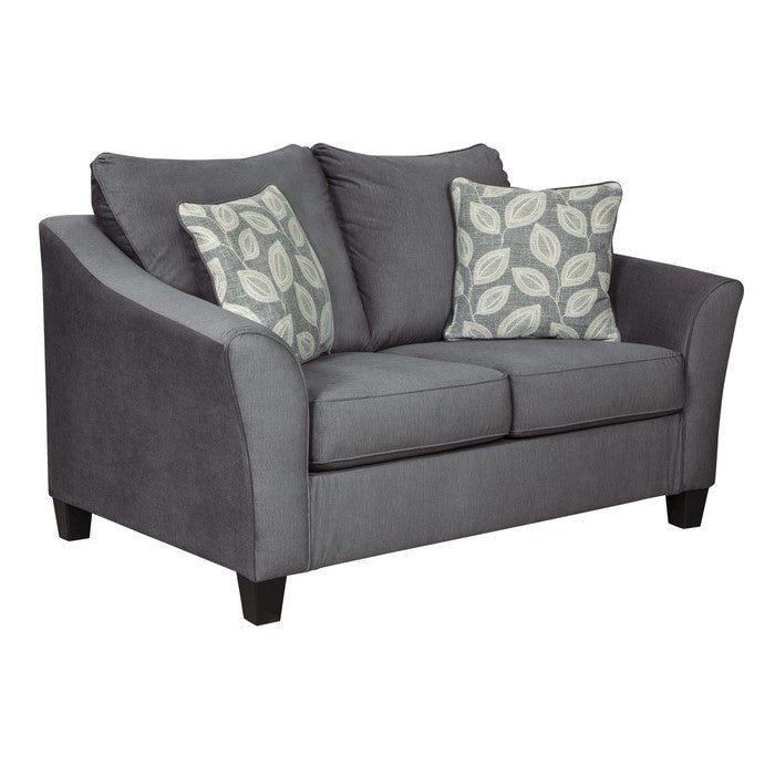 Contemporary Fabric Upholstered Loveseat with Flared Armrests, Gray