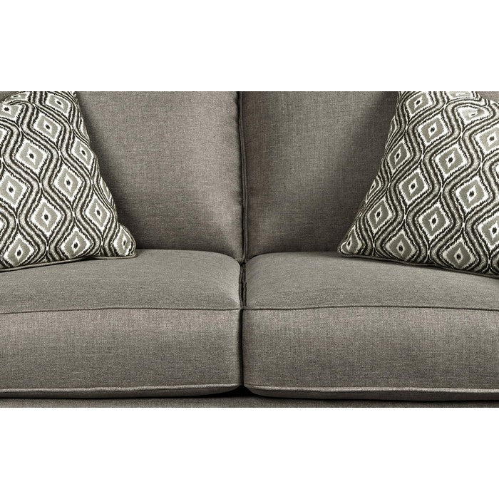 Contemporary Fabric Upholstered Loveseat with Track Armrests, Gray