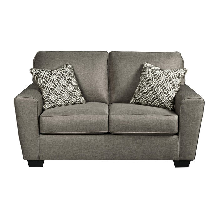 Contemporary Fabric Upholstered Loveseat with Track Armrests, Gray