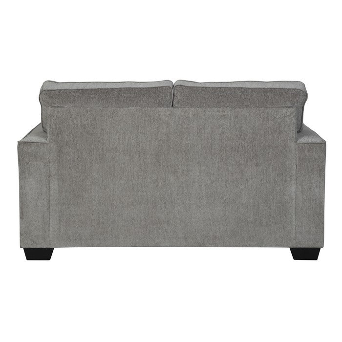 Contemporary Fabric Upholstered Loveseat with Track Armrests, Light Gray