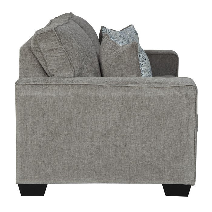 Contemporary Fabric Upholstered Loveseat with Track Armrests, Light Gray