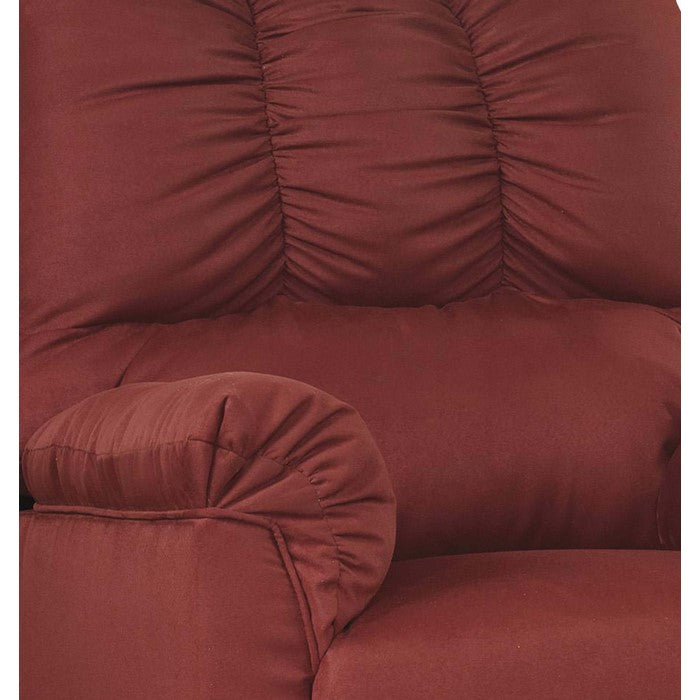 Contemporary Fabric Upholstered Rocker Recliner with Stitched Backrest, Red