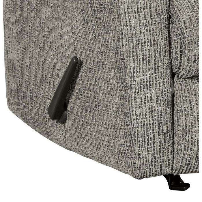 Contemporary Rocker Recliner with Split Back and Lever Handle, Light Gray