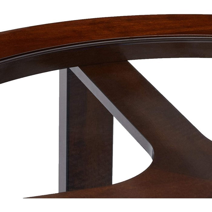 Contemporary Wood and Glass Cocktail Table with 4 Leatherette Stools, Brown