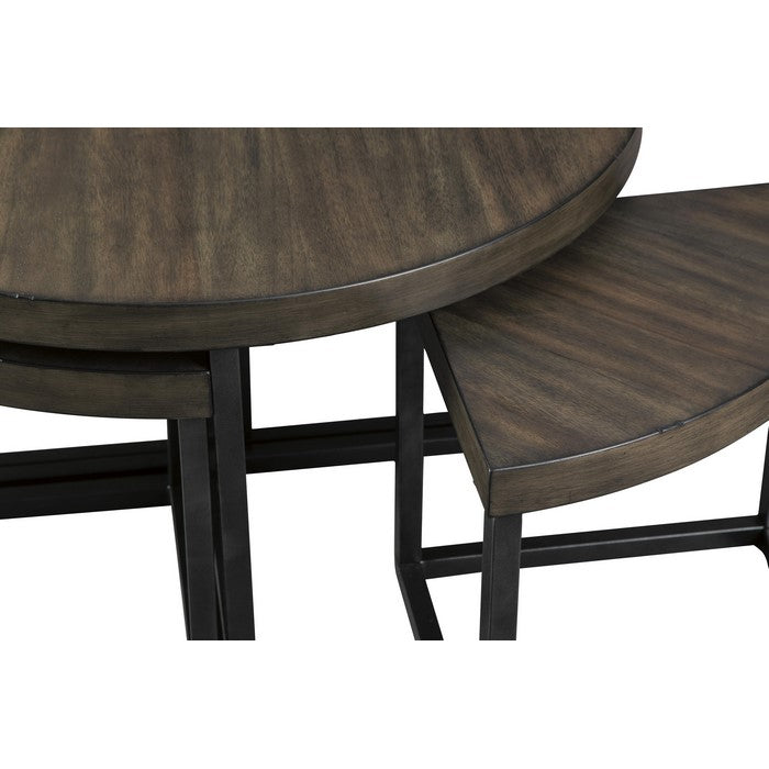 Contemporary Wood and Metal Cocktail Table with 4 Stools, Brown and Black
