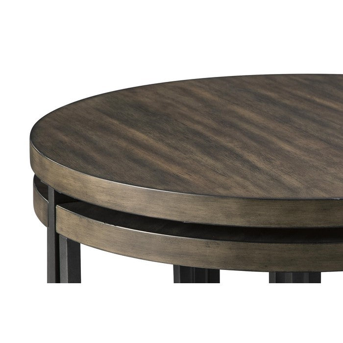 Contemporary Wood and Metal Cocktail Table with 4 Stools, Brown and Black