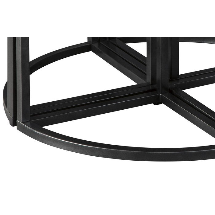 Contemporary Wood and Metal Cocktail Table with 4 Stools, Brown and Black