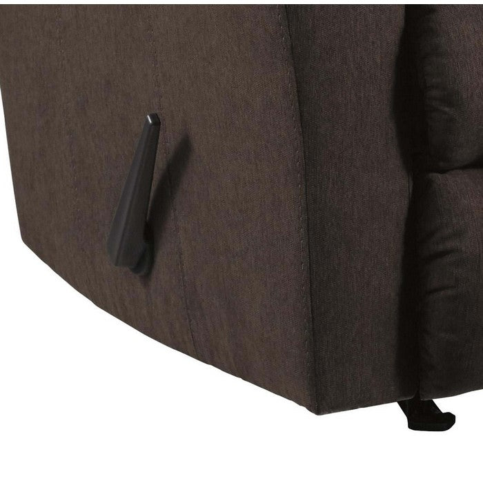 Fabric Rocker Recliner with Split Back and Contrast Stitching, Brown