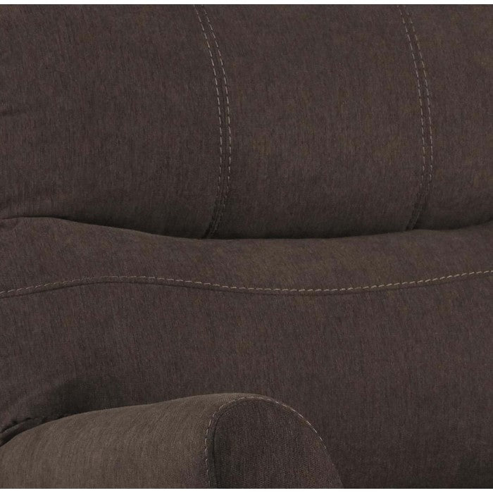 Fabric Rocker Recliner with Split Back and Contrast Stitching, Brown