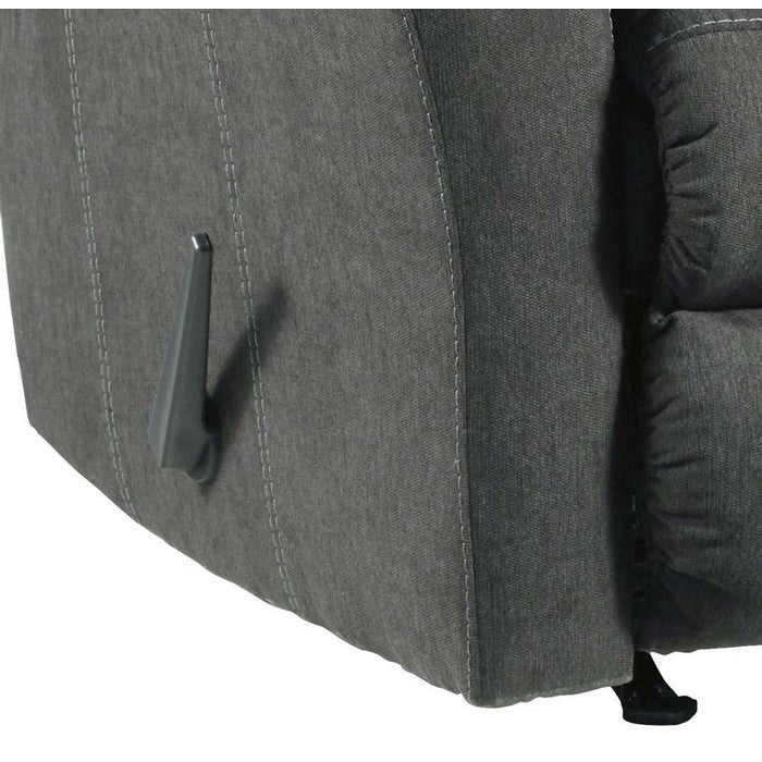 Fabric Rocker Recliner with Split Back and Contrast Stitching, Gray