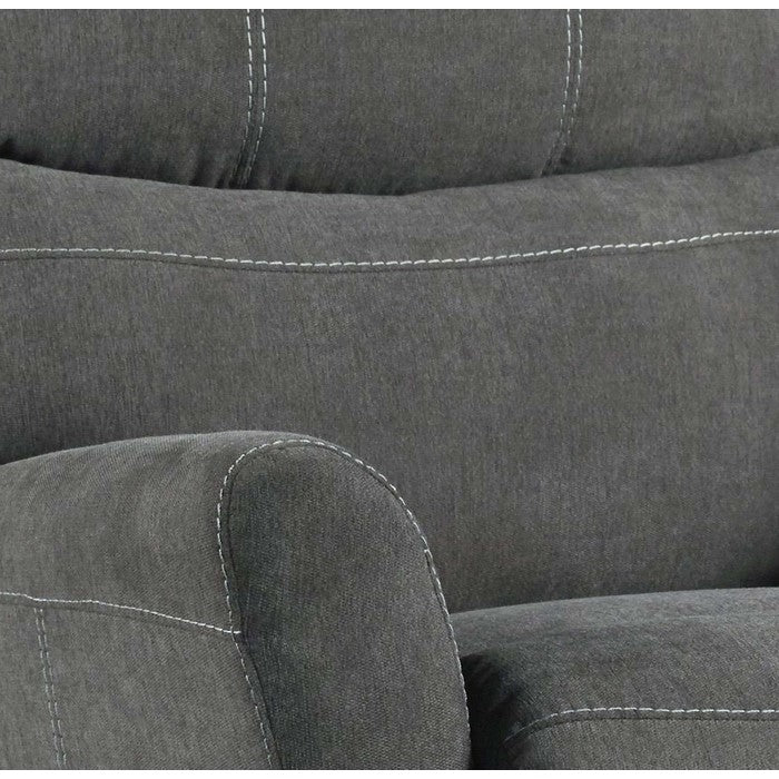 Fabric Rocker Recliner with Split Back and Contrast Stitching, Gray