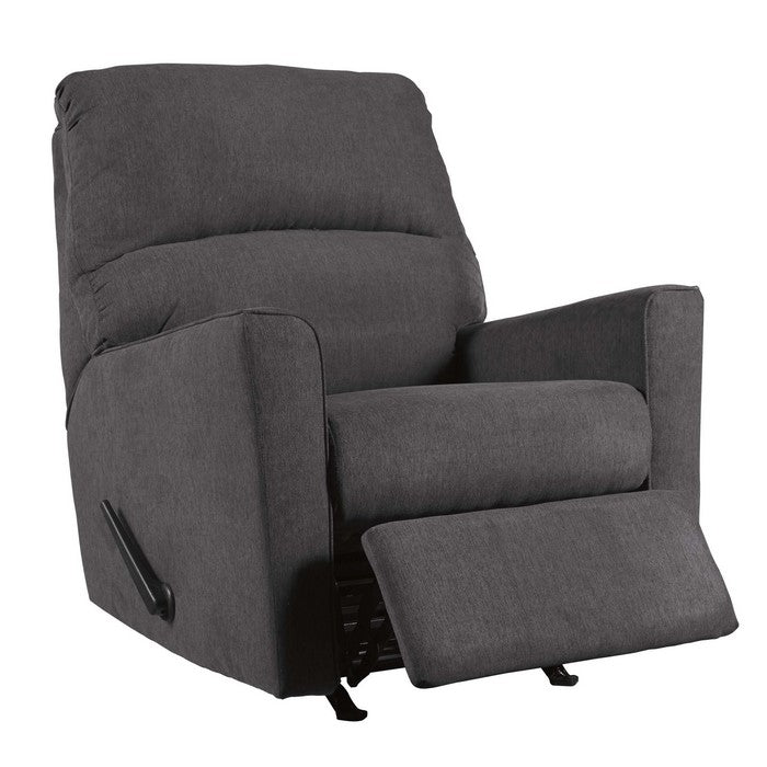Fabric Rocker Recliner with Split Backrest and Sloped Arms, Dark Gray