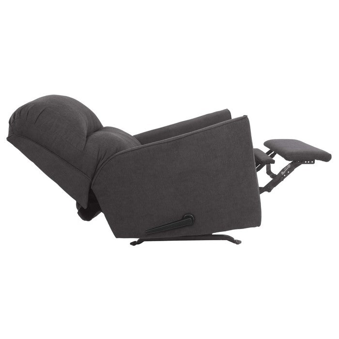 Fabric Rocker Recliner with Split Backrest and Sloped Arms, Dark Gray